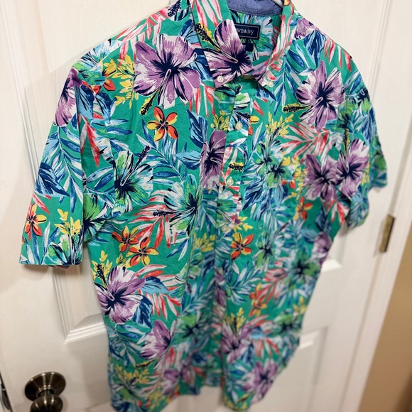 Crown Ivy Classic Fit Men's Medium Short Sleeve Button Down Shirt Tropical Print - Picture 9 of 12